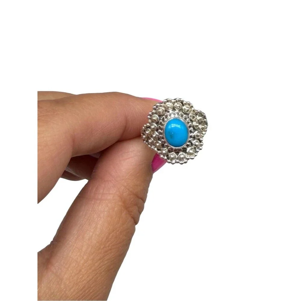 Kingman Turquoise Ring Size 6 Solid 925 Sterling Silver
